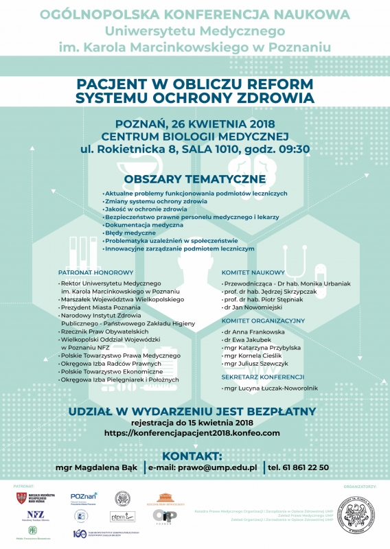 Ogólnopolska Konferencja Naukowa "Pacjent w obliczu reform systemu ochrony zdrowia"