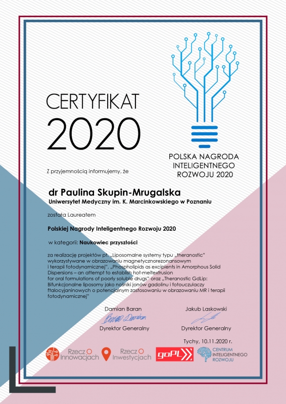 Certyfikat - Dr Paulina Skupin-Mrugalska