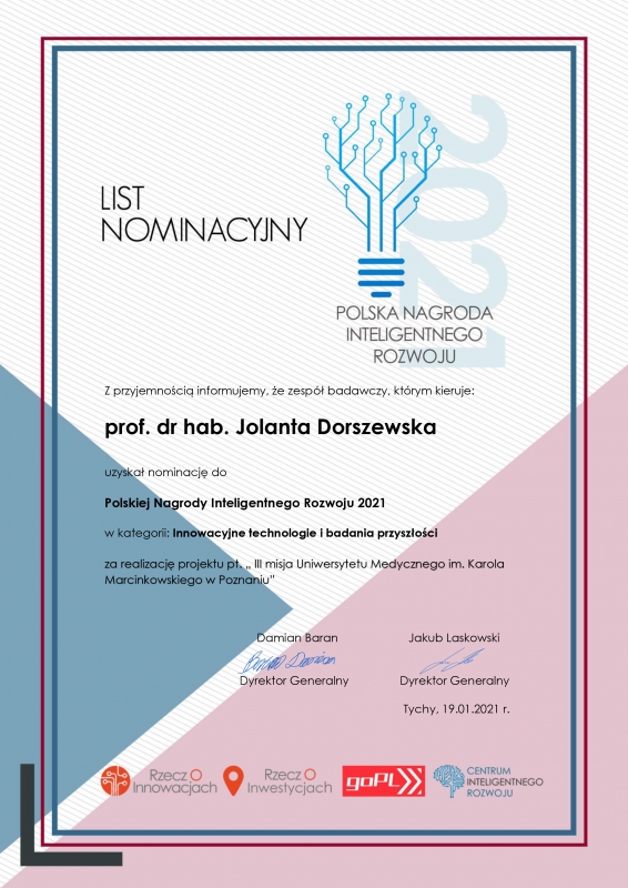 List nominacyjny - prof. Jolanta Dorszewska